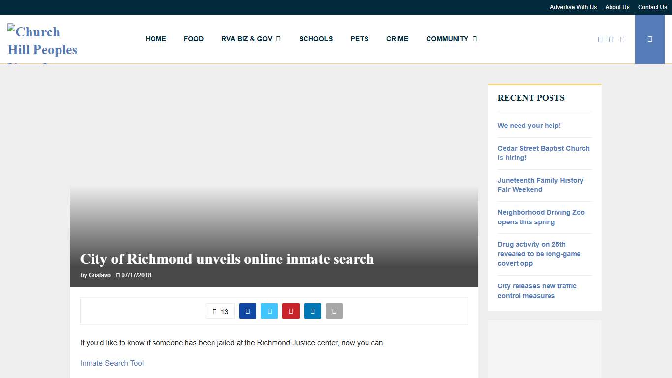 City of Richmond unveils online inmate search – CHPN